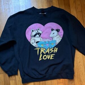 Raccoon Opossum Trash Love pullover